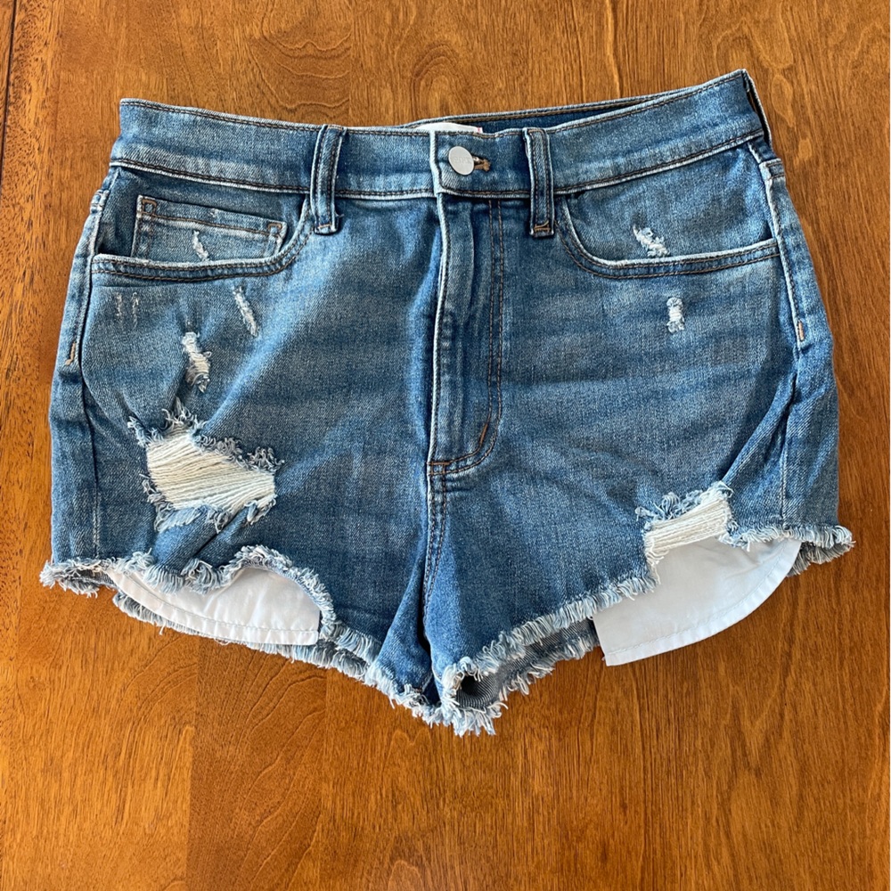 Victoria's Secret Blue Jean Shorts Distressed Frayed Hem